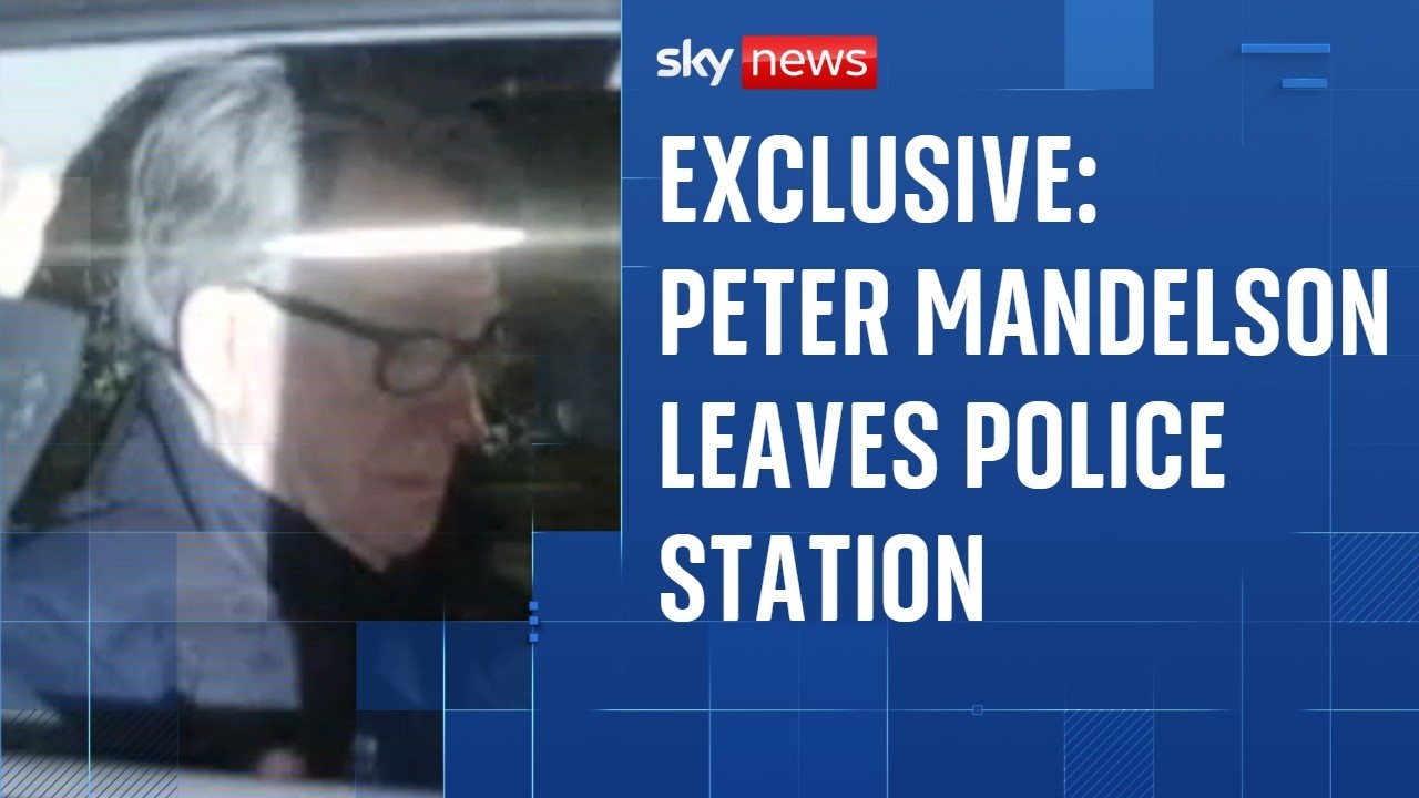 EXCLUSIVE: Peter Mandelson leaves Wandsworth police station after arrest