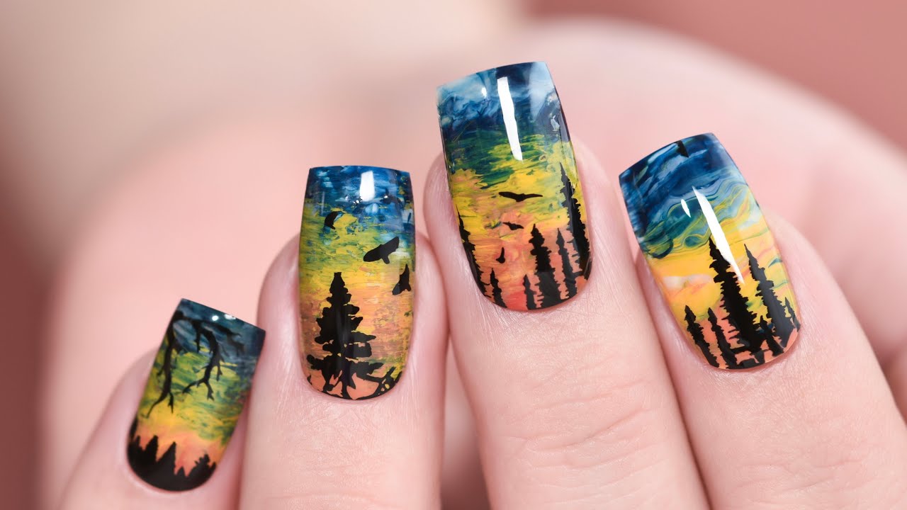 Dusk Scenery Nails | Easy DIY Stamping Tutorial | KADS