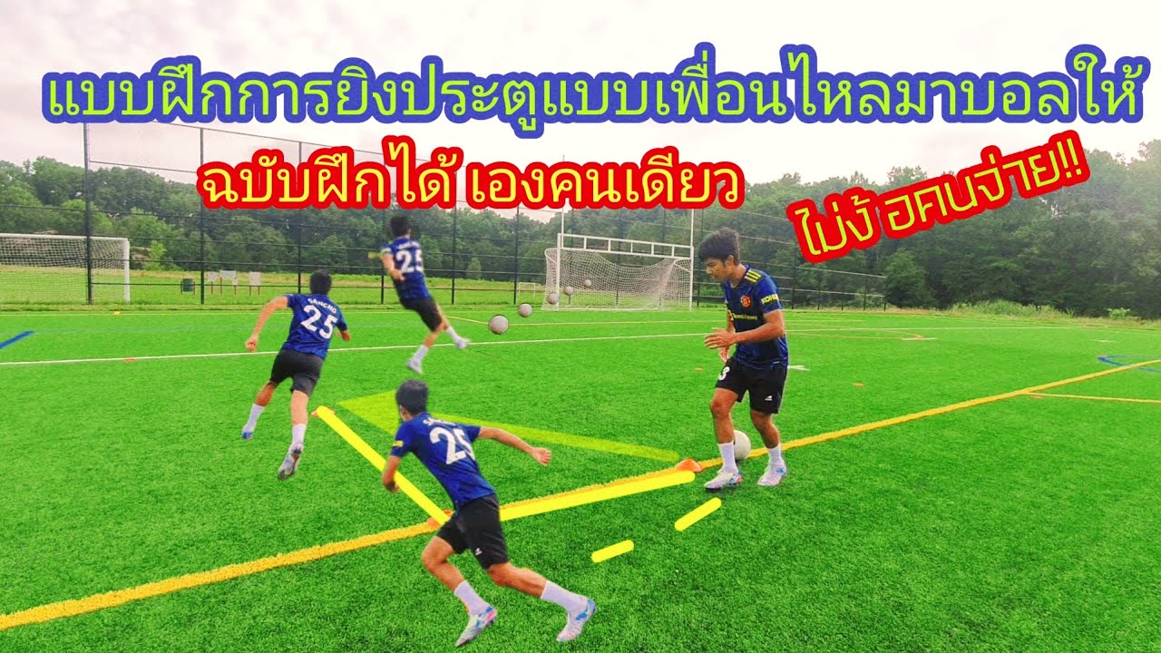 แบบฝึกยิงประตูจังหวะเพื่อนไหลมาบอลมาให้ยิง