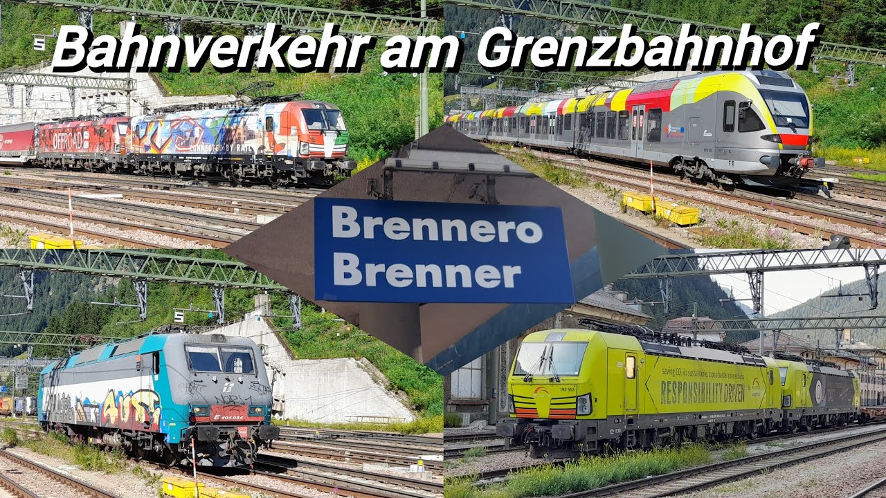 Bahnverkehr am Grenzbahnhof Brennero/Brenner mit viel Makro, Güterzug und Personenzug!!