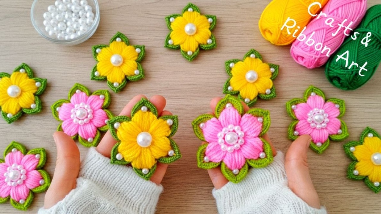 💖🌟Flowers That Everyone Loves - Yarn Flowers in a Super Easy Way - You'll Like This Cute Flowers