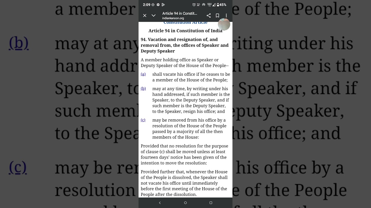 article 94 of indian constitution
