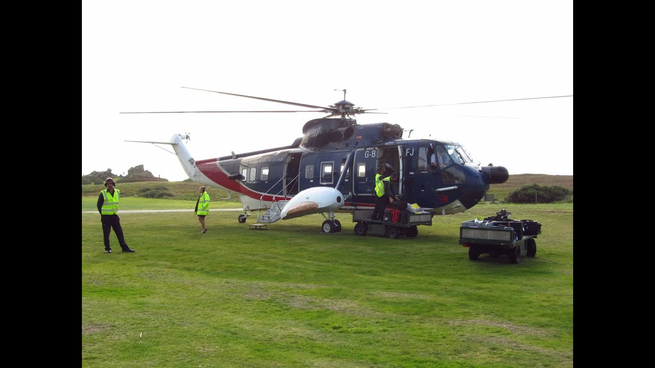 British Int'l Helicopters S-61N - Flight from Tresco (TSO) Scilly Isles to Penzance Land's End (PZE)