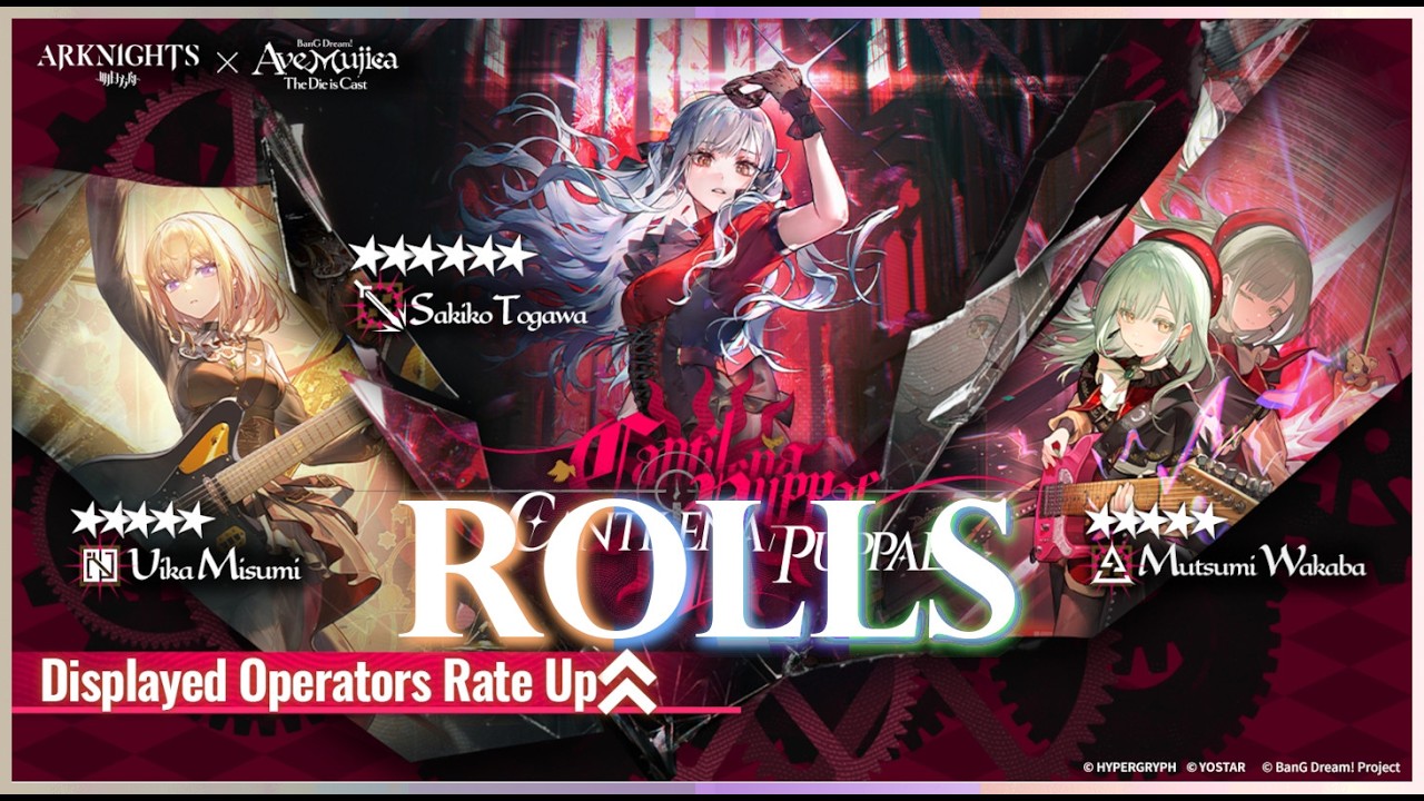Rolls / Tiradas al banner de Sakiko en Arknights de la collab con Ave Mujica salen..