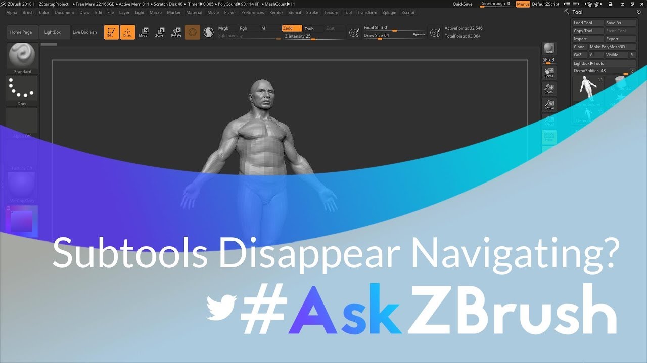#AskZBrush: “Why are my Subtools disappearing when I am navigating around my model on the canvas?”