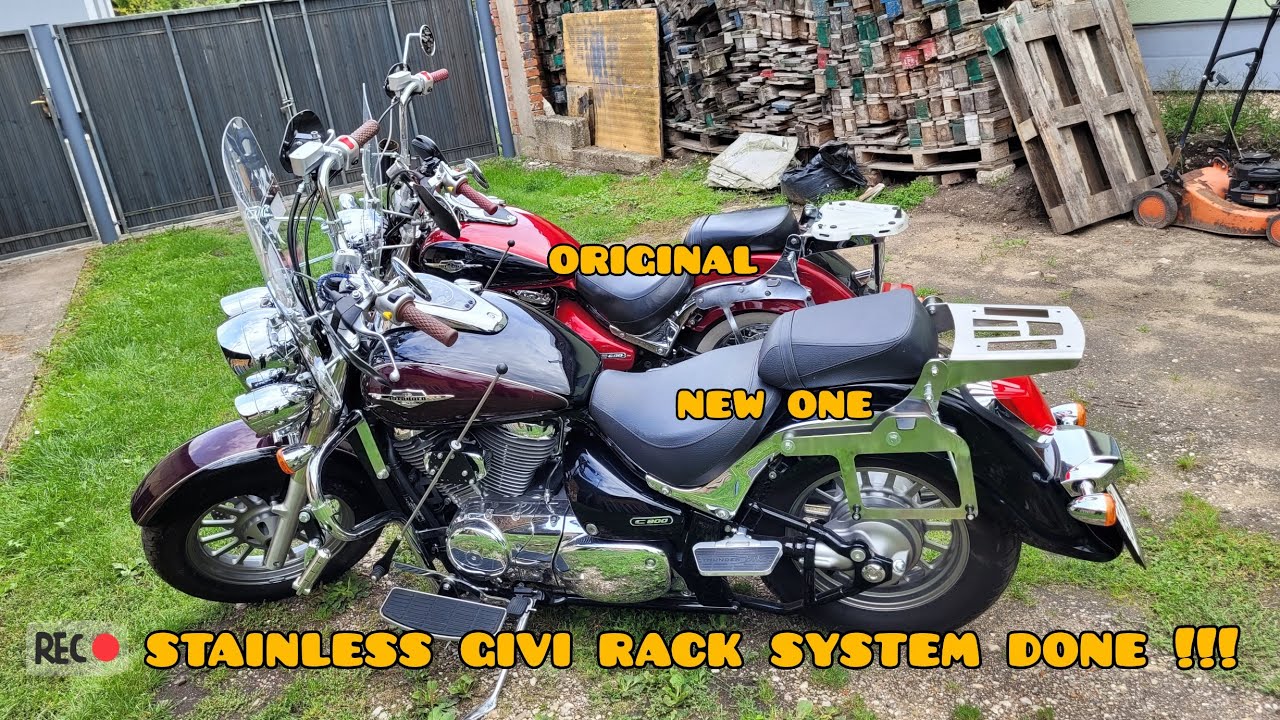 Boulevard C50, Intruder C800 stainless givi support system redesigned polished and installed. 
