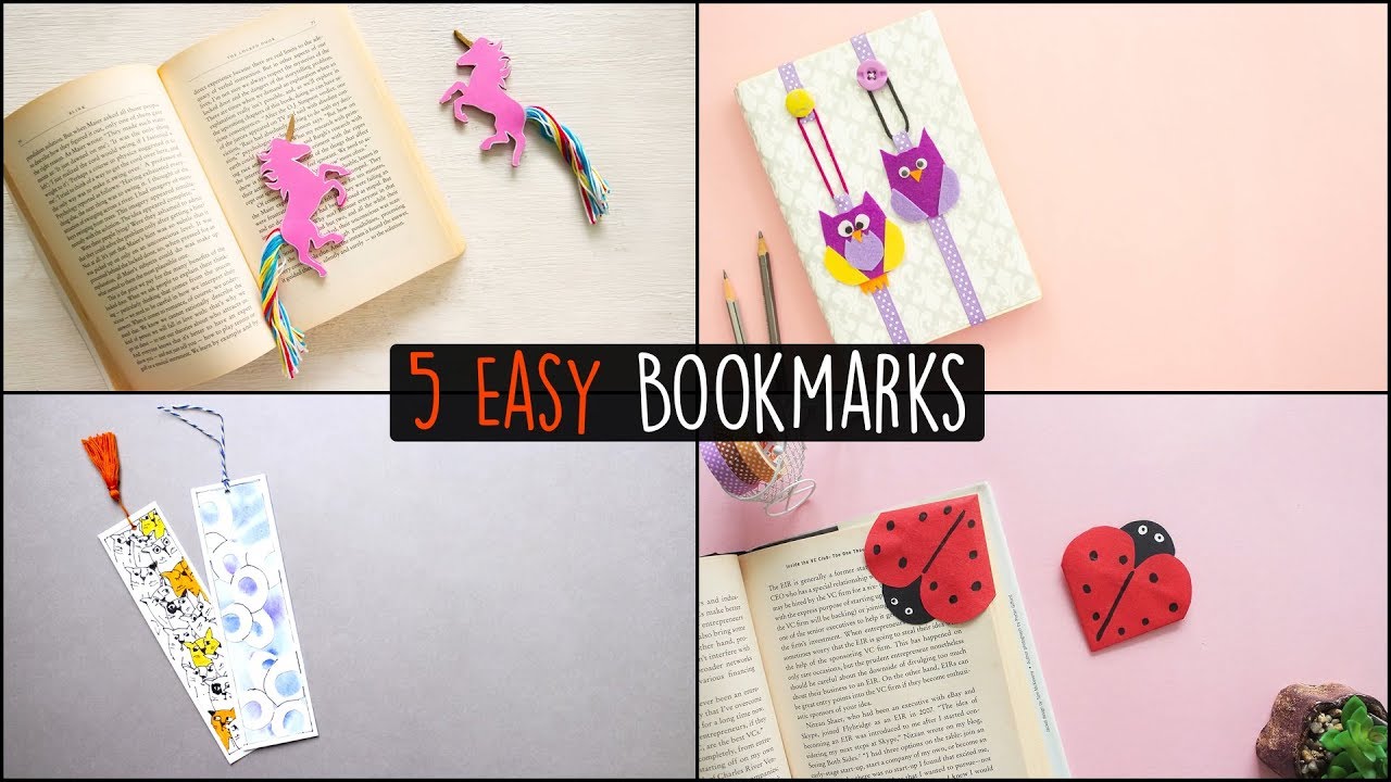 5 Easy DIY Bookmarks | Back to School | Paper Craft