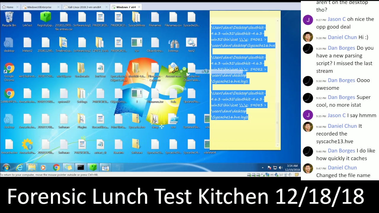 Forensic Lunch Test Kitchen 12/18/18 Syscache and Python