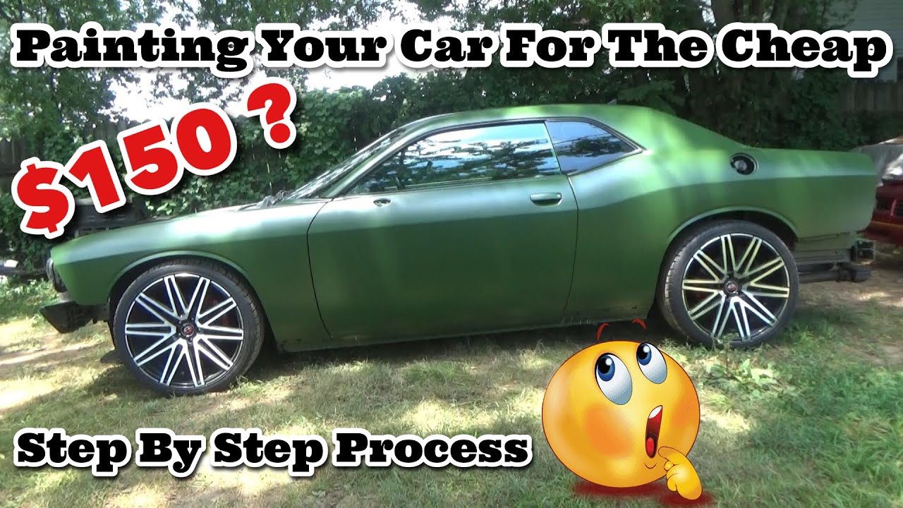 How To Paint A Car At Home With $150 UreChem Satin Black & Army Green Single Stage Dodge Challenger
