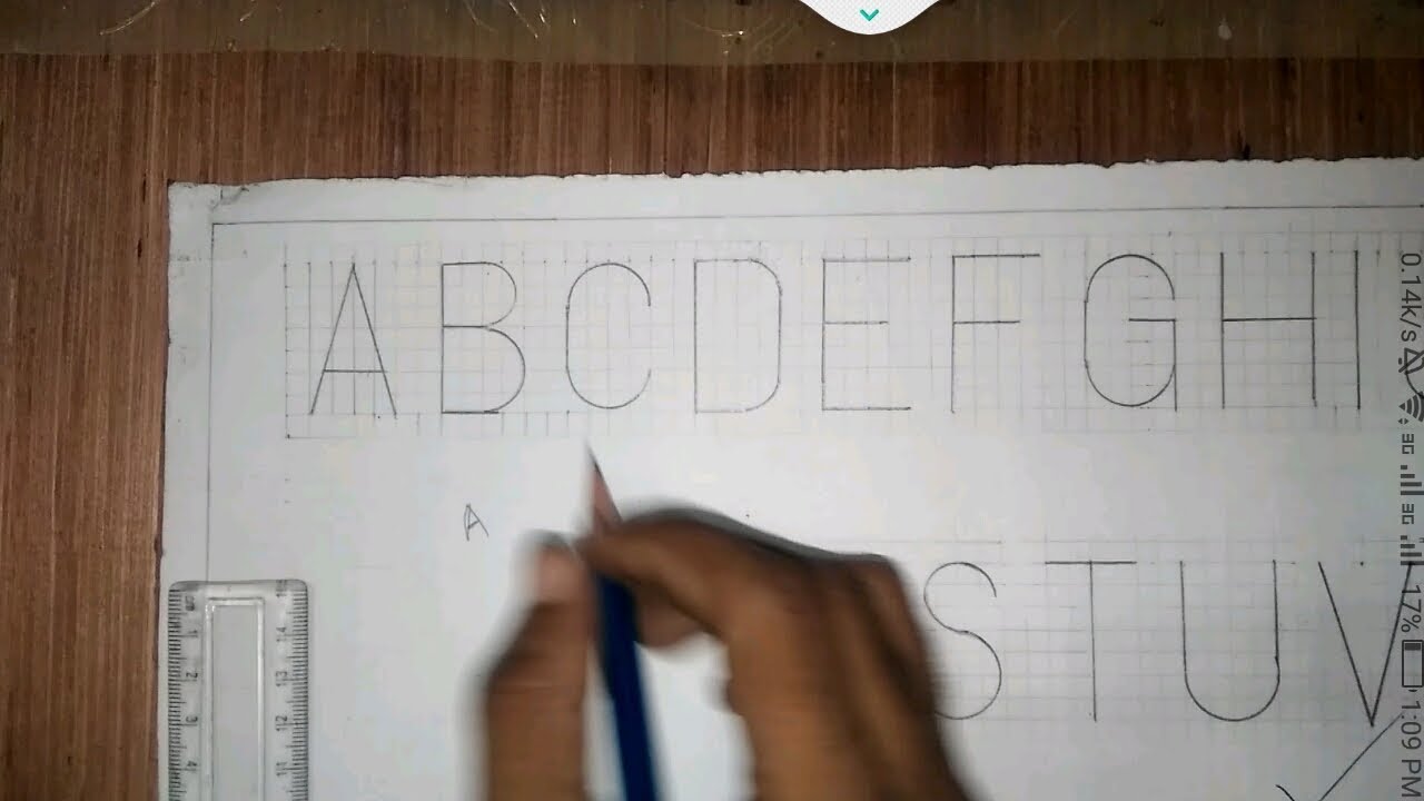 Technical alphabet part-1, Vertical alphabet,, Single stroke alphabet