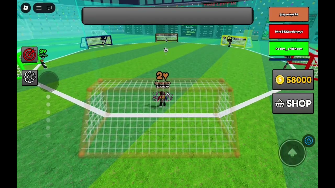 Trying to score in five different roblox football games.