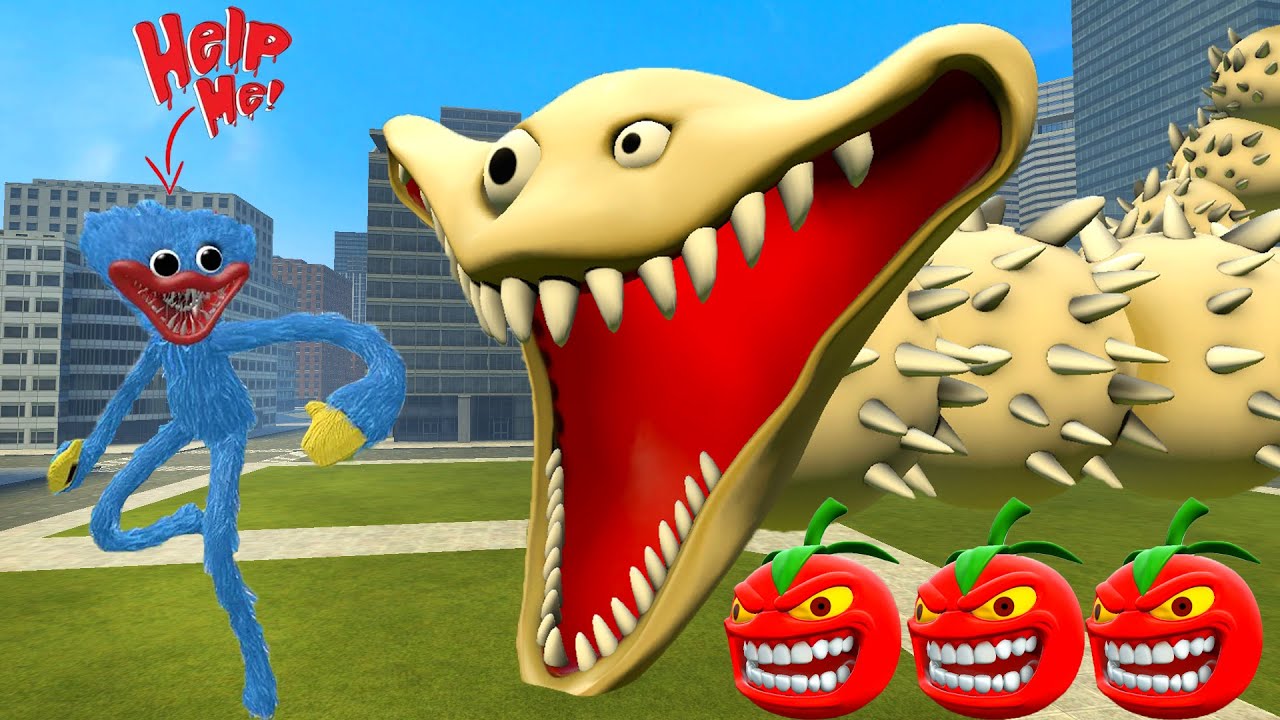 WHAT IF NEW ROBLOX HUNGRY WORM 2 VS HUGGY WUGGY POPPY PLAYTIME CHAPTER 1-5 MONSTER In Gmod!!