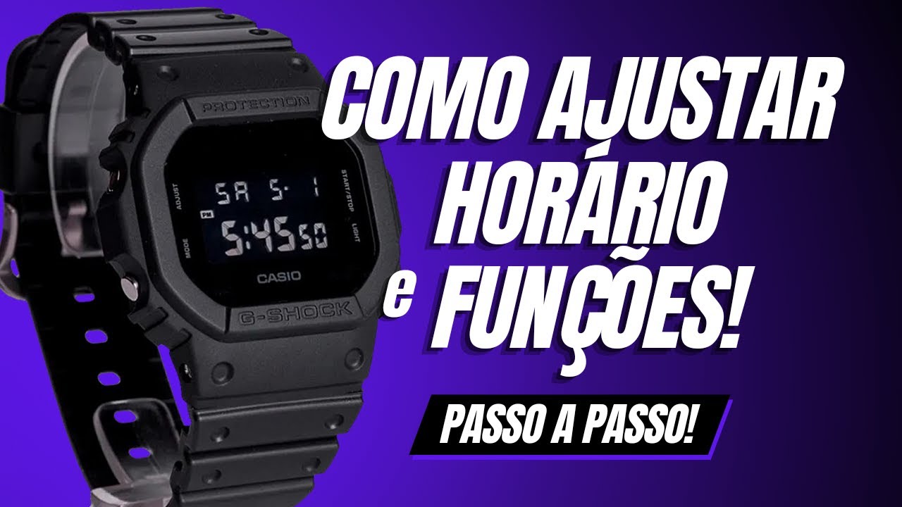 Como Ajustar a Hora e as Funções Relógio Digital de Pulso da china G Shock SKMEI DW-5600