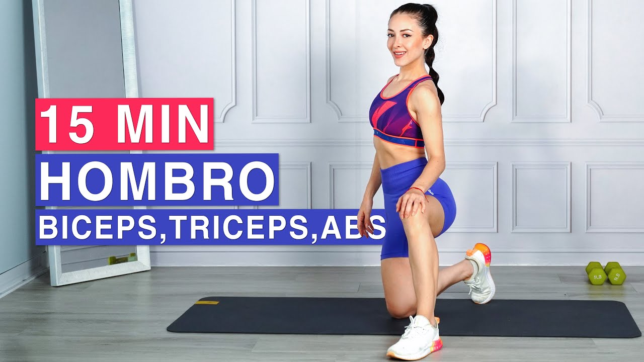 15 Min Brazos y Abdomen  | Rutina sólo mancuernas | Tren superior [ Hombro, Bíceps y Tríceps ]