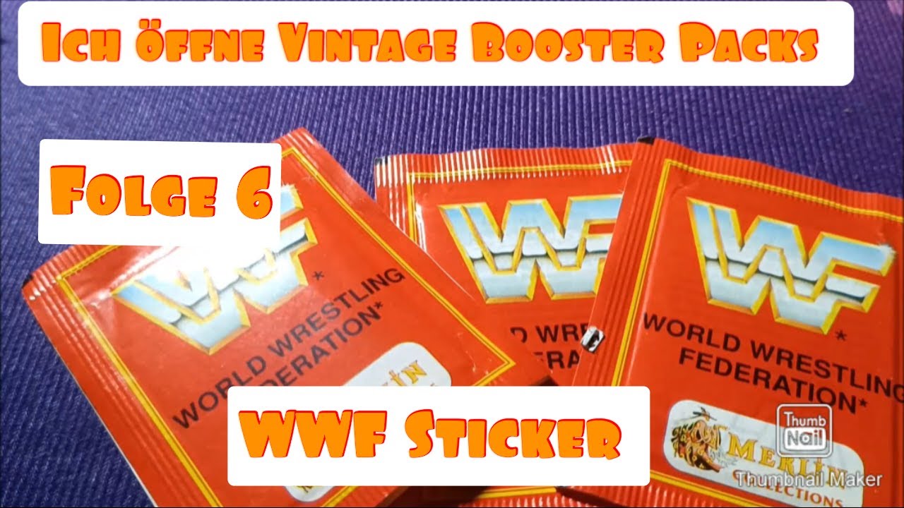 Ich öffne Vintage Booster Packs 6 WWF Sticker von Merlin World Wrestling Federation