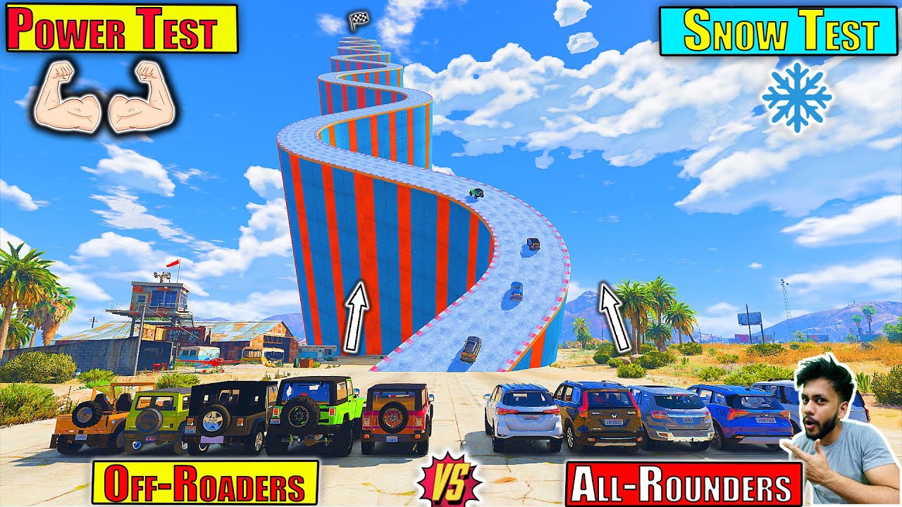 Indian Off-Roaders Vs All-Rounder SUVs Curved Snow Climb Challenge GTA 5