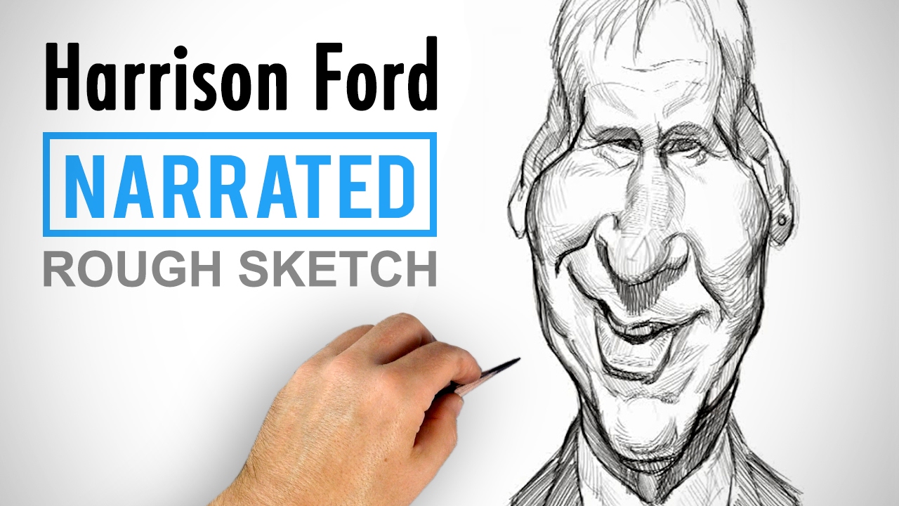 Drawing Harrison Ford - Caricature Sketch Example