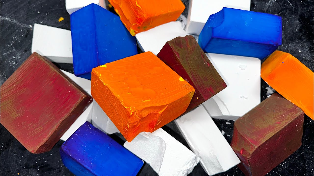 Freshies and dyed blocks 🎨 | asmr chalk crush