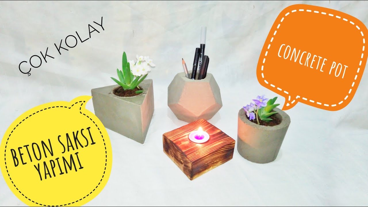 BETON SAKSI / KALEMLİK / YAPIMI - DIY - CONCRETE POT