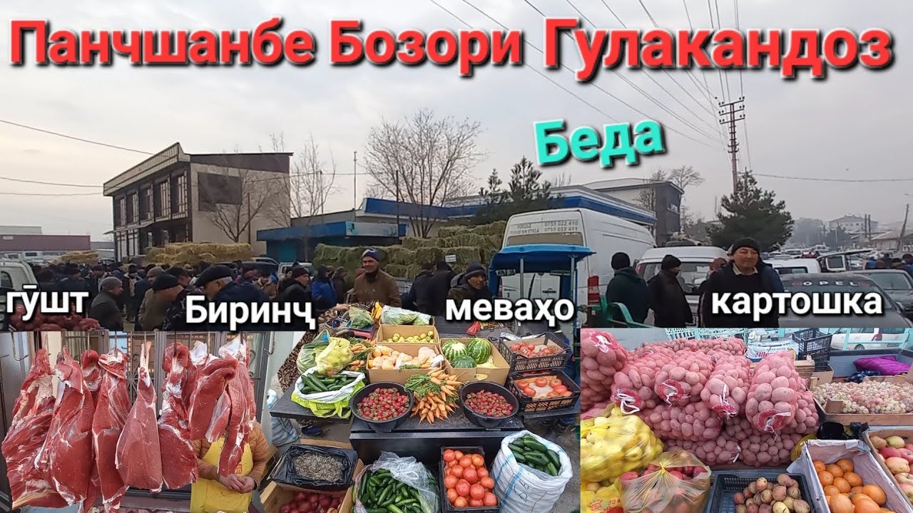 Панчшанбе Бозори Гулакандоз 15.01.2026г.нарху навои махсулотхои дехкони дар нохияи Ч.РАСУЛОВ