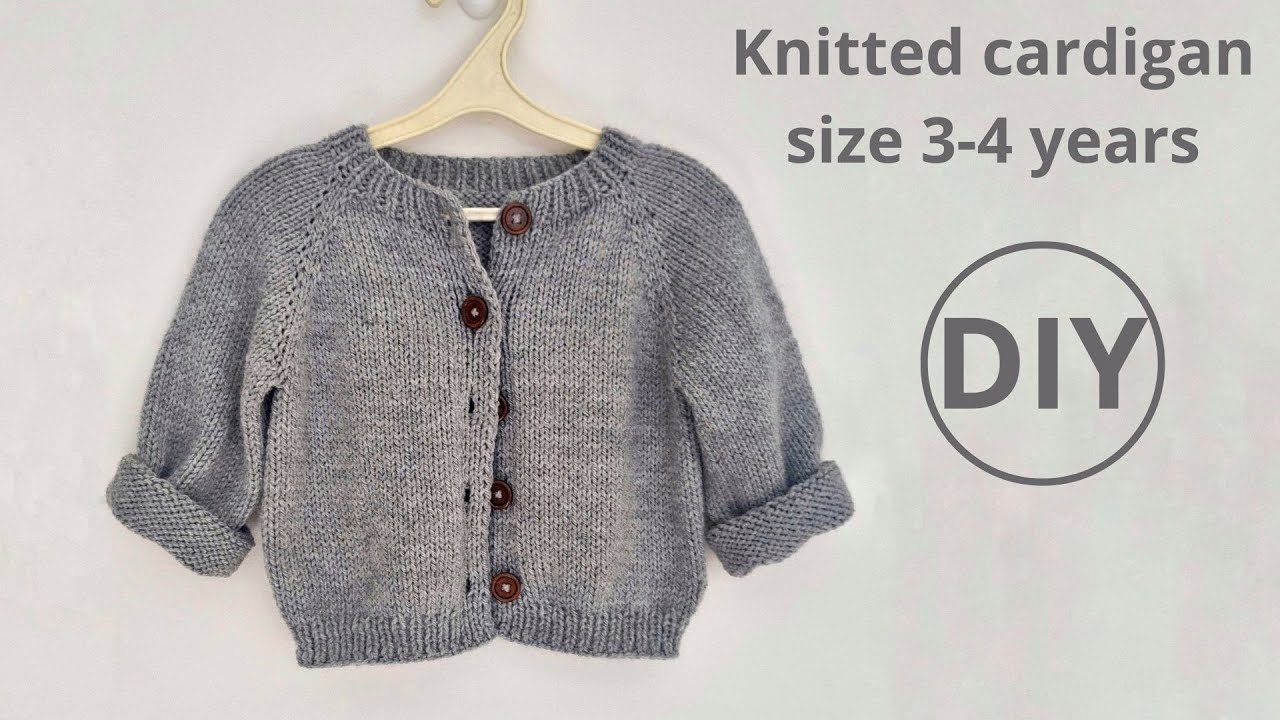 Free video tutorial for kids' knitted cardigan. The Poppy Cardigan by SeventhSedge. Size 3-4 years.