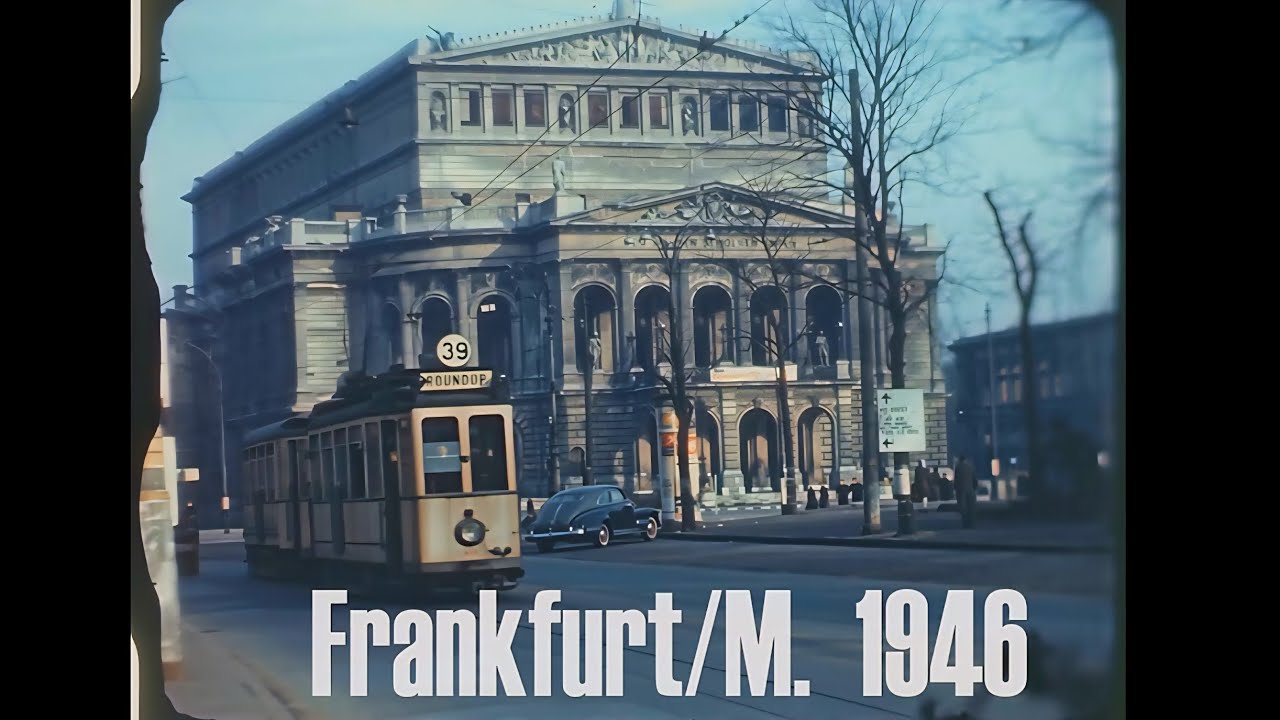 Frankfurt /M. 1946 - Rund um die Alte Oper - Eishockey am Westend - original color - Echtfarbe