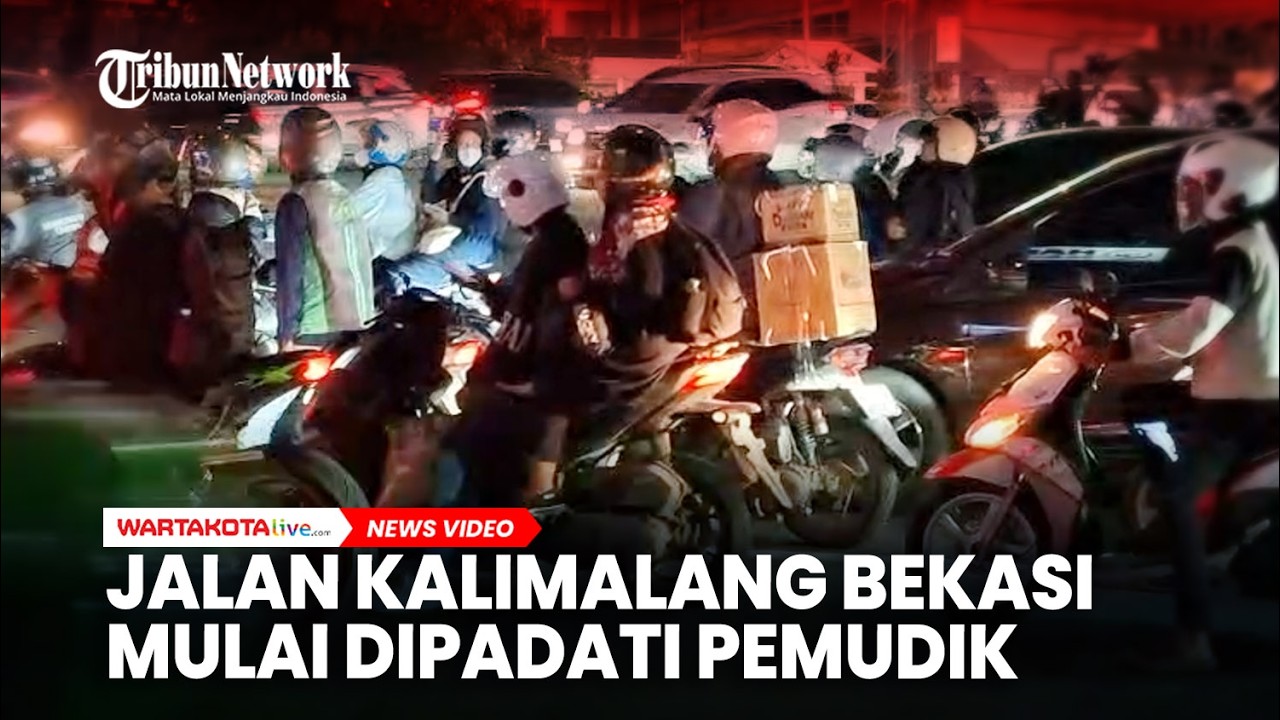 Jalan Kalimalang Bekasi Mulai Dipadati Pemudik di Malam Hari