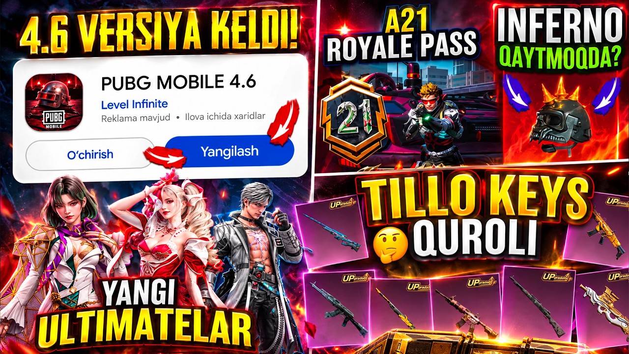 4.6 versiya PREMIUM KEYSI - INFERNO SHLEM 🥵 - ULTIMATELAR 🤩 - PUBG MOBILE