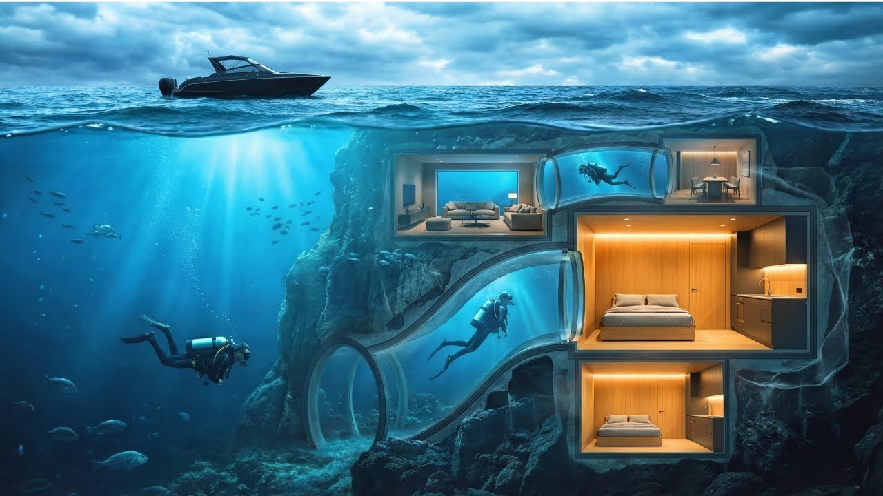 This man built a SECRET HOUSE in an UNDERWATER/SEA CAVE — Building a house in the open sea (ASMR)