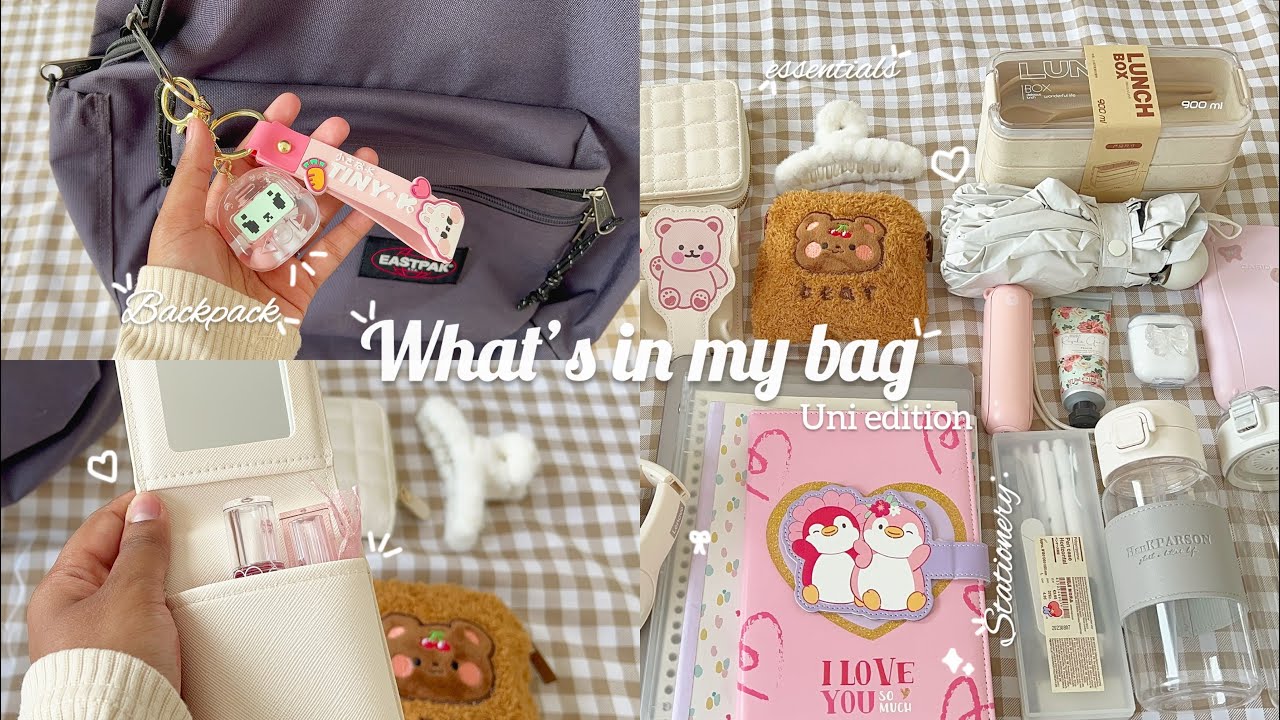 What's in my uni bag ? ☁️🎧 back to school essentials 2024 minimal aesthetic