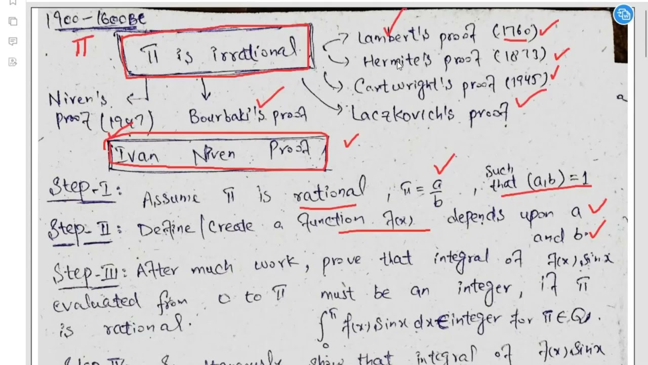 Prove that PI is an irrational Number || PI is irrational || Real Analysis 1 || For BS/MSC Classes