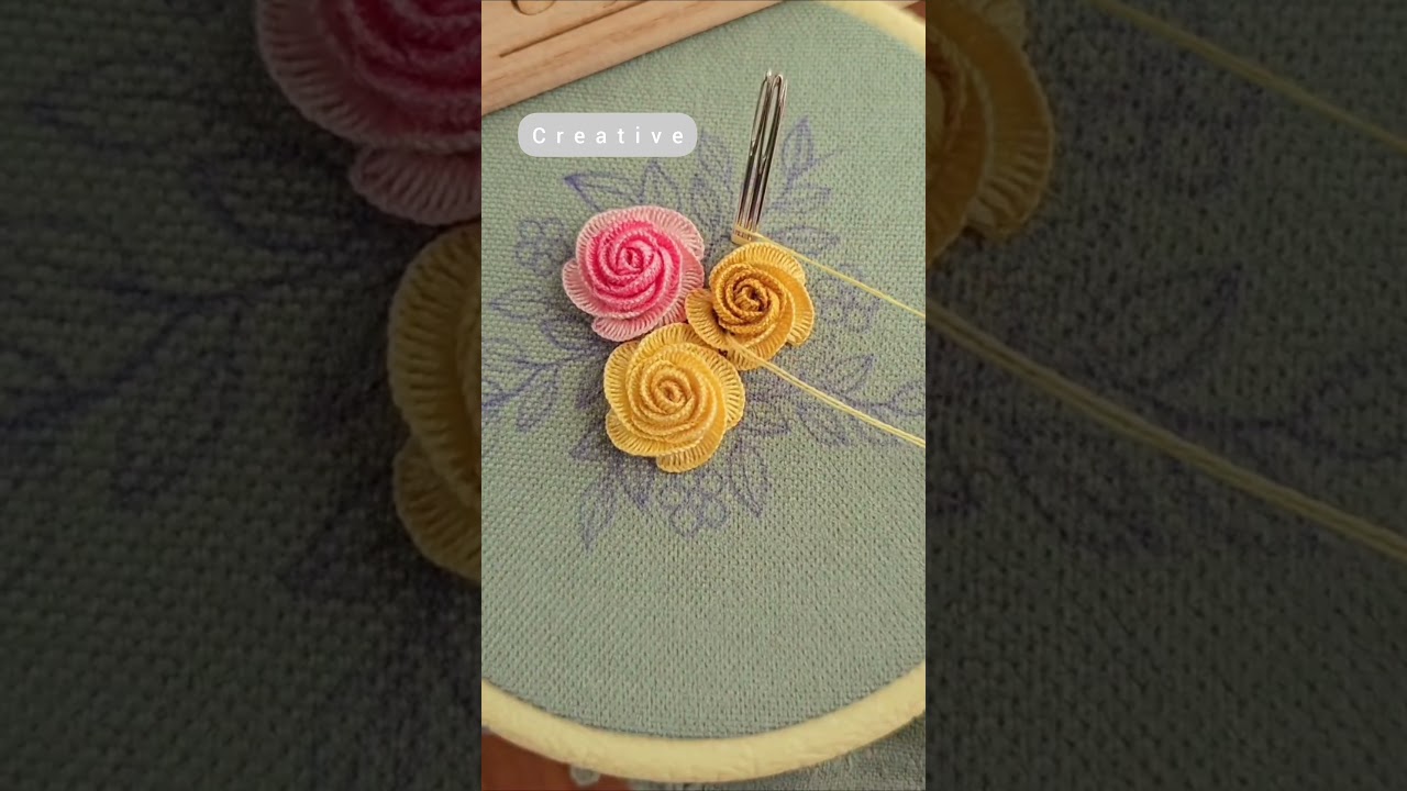 Just Beautiful Rose embroidery stitch #shorts #trending #viral #new #foryou #video #ytshorts