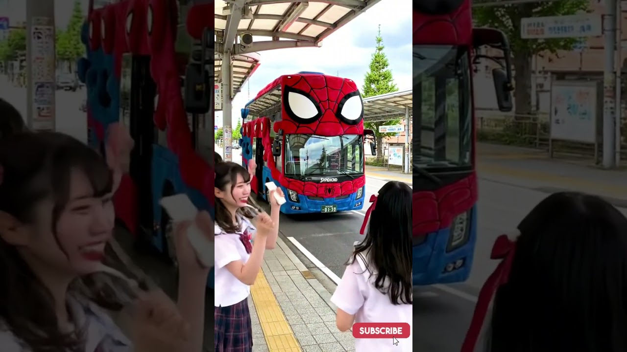 Welcome to the Spider-Man-themed double-decker bus &mdash; enjoy your heroic ride! #bus #schoolbus