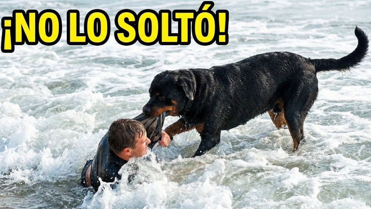 El agua los arrastraba… y el perro no soltó
