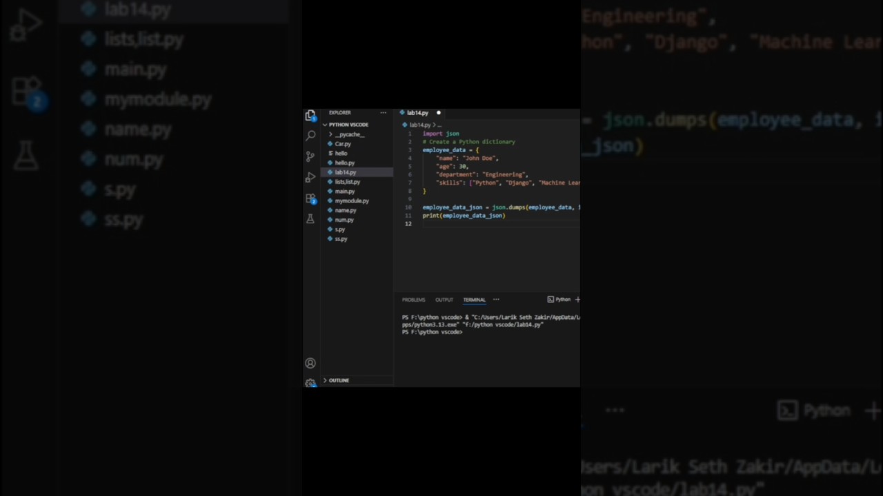 Python to JSON: Save & Load Data from a File in Seconds! #pythontricks#python#youtube #viral#shorts