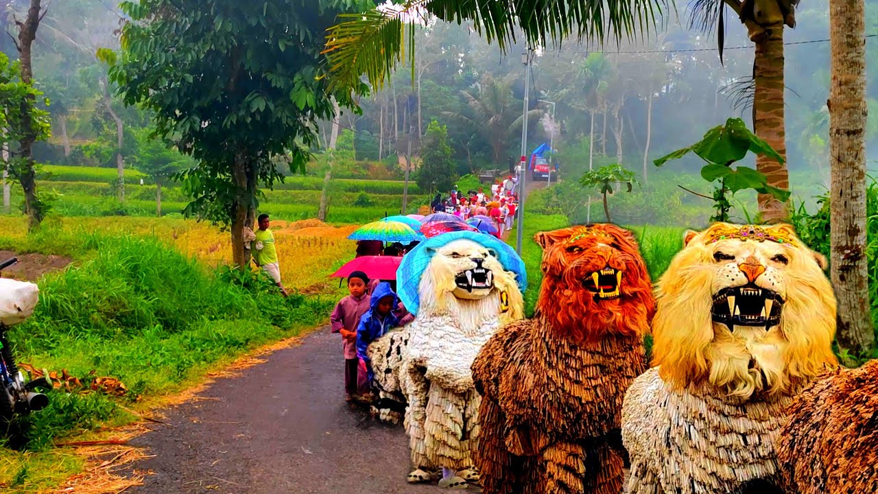 Mesmerizing ASMR Lion Dance and Drumband Parade in the Village of Sukosari Jember