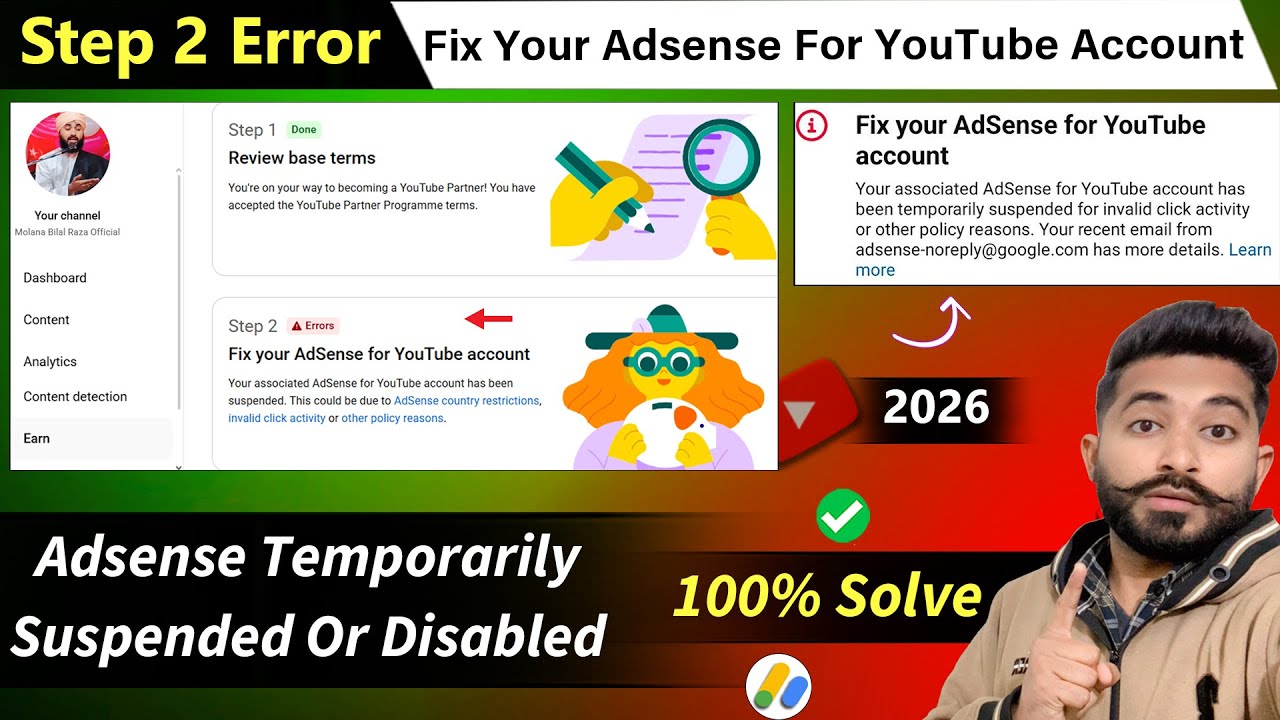 Your associated adsense for youtube account has been suspended / disabled for invalid click activity
