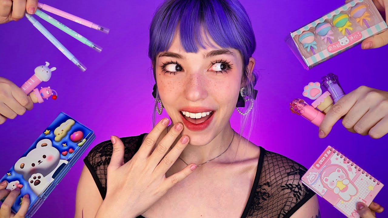 ASMR MOSTRANDO MEU MATERIAL ESCOLAR 📚✏️ (tapping e sons de papelaria)