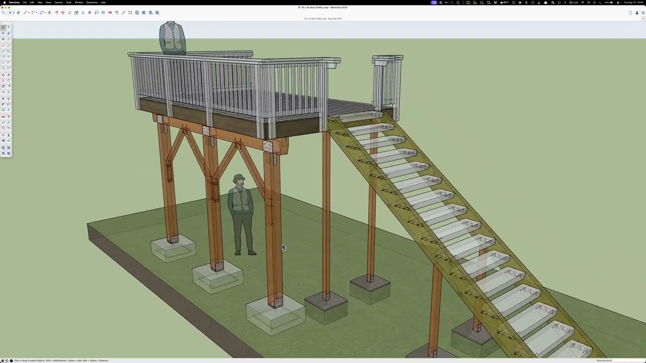 SketchUp Framing: Exterior PT Timber Stairs