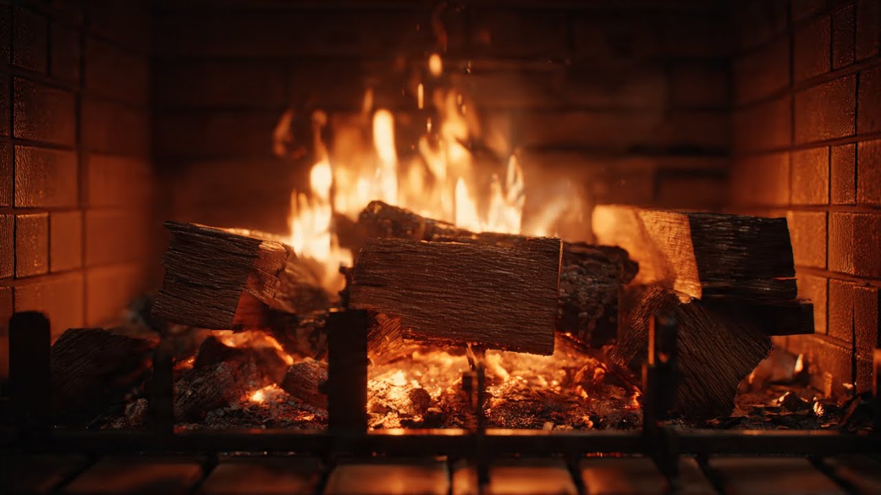 gentle fireplace glows softly, filling the room with warmth and quiet comfort.