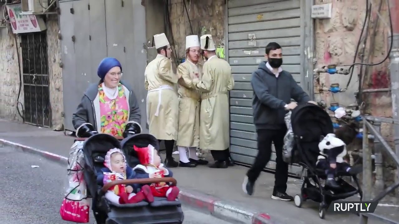 Orthodox Jews Celebrate Purim on streets of Jerusalem