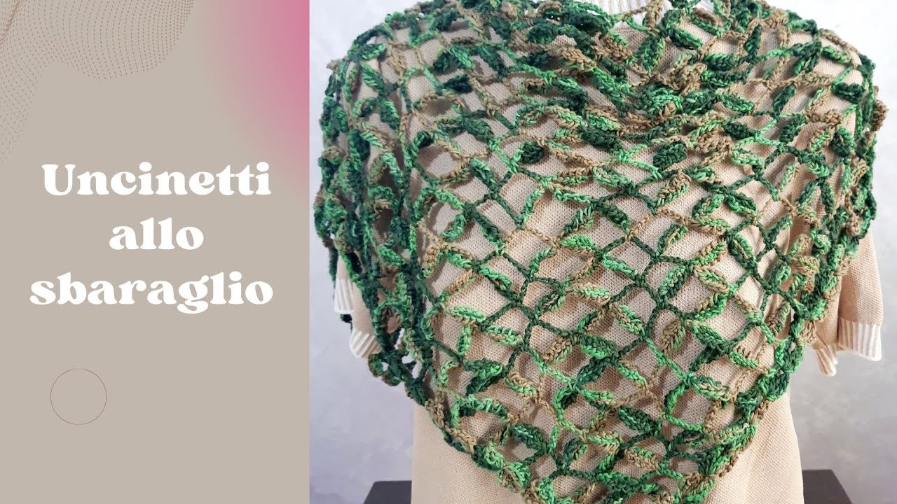 Baktus con foglioline tecnica uncinetto tunisino