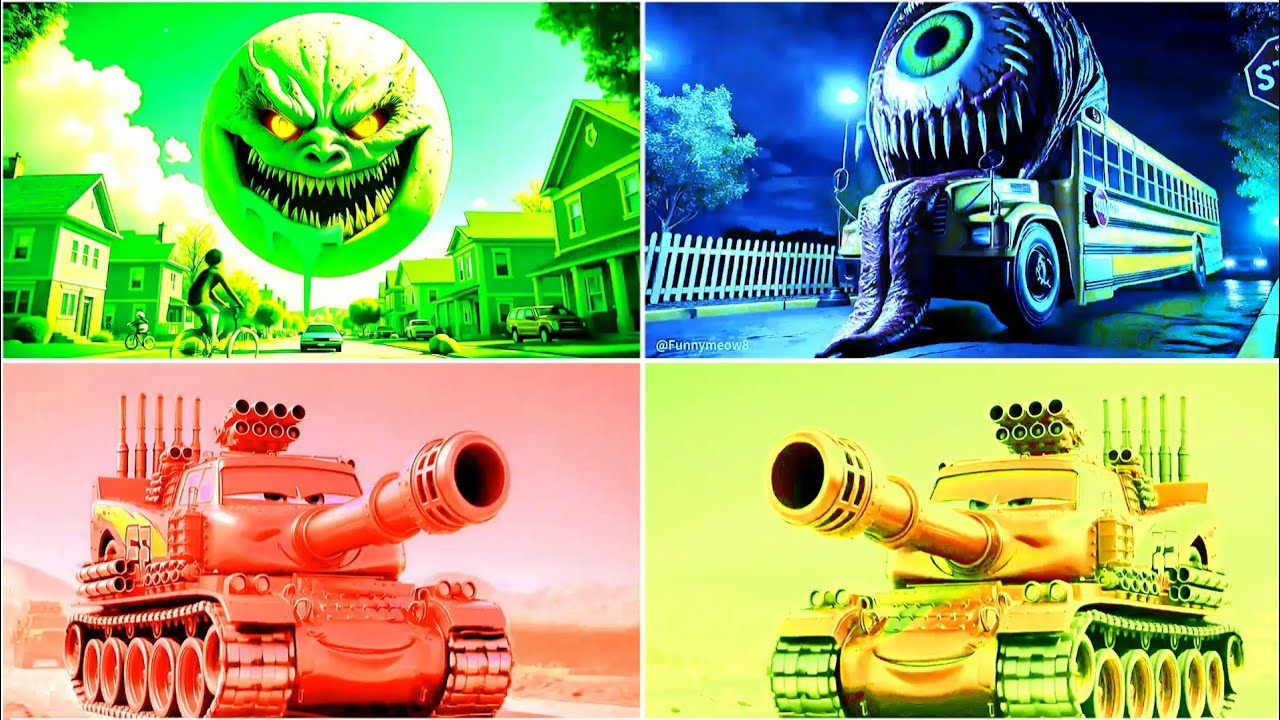 SCHOOL BUS 🆚 LUNAR MOON 🆚 McQUEEN TANK - COFFIN DANCE SONG | TILES HOP #150
