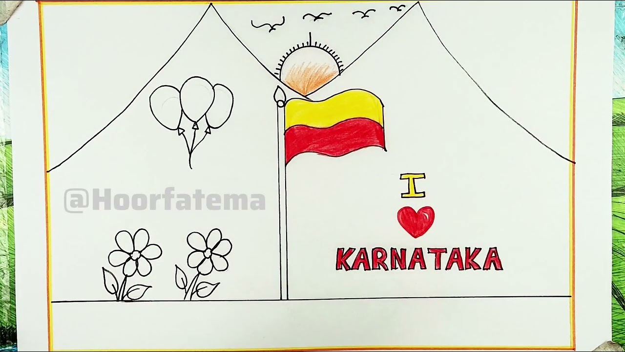 ಜ್ಯೋತ್ಸವ ರೇಖಾಚಿತ್ರ|Kannada diwas poster drawing| Karnataka rajyotsav | Karnataka rajyotsav drawing