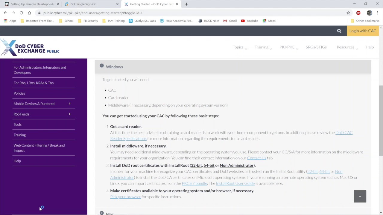 Desktop Anywhere: Install DoD Root Certificate