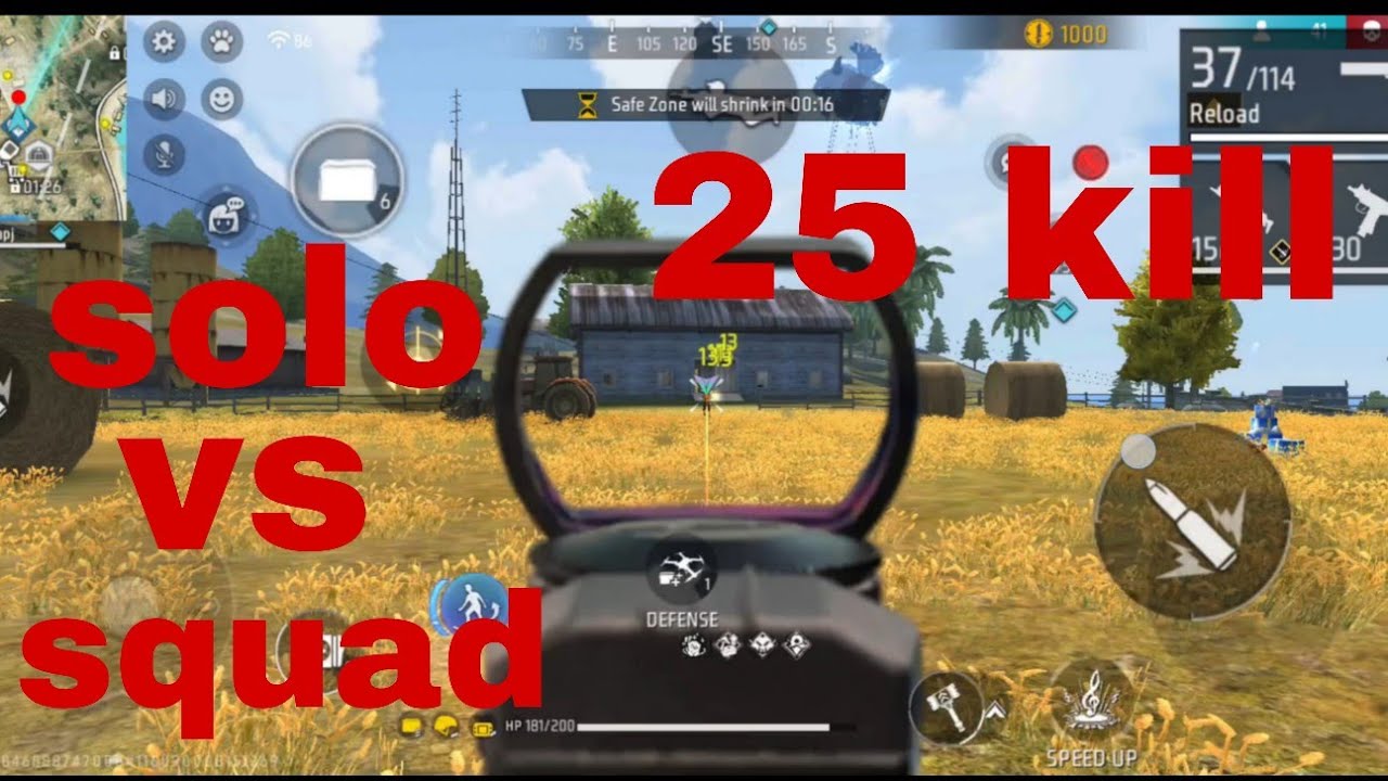 FREE FIRE🔥 SOLO VS SQUAD😎 25 KILL. 