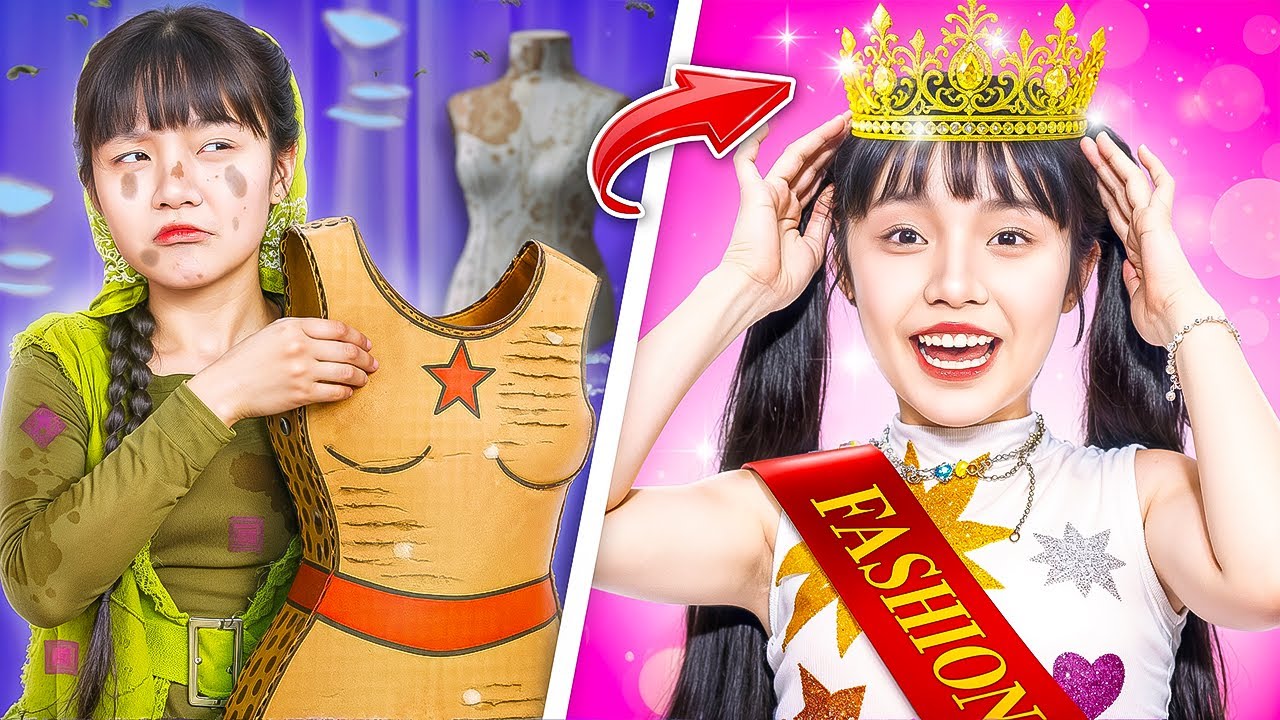 فتاة فقيرة تريد أن تصبح فاشنيستا! غني Vs فقير Vs غني جدًا في مسابقة فاشنيستا!