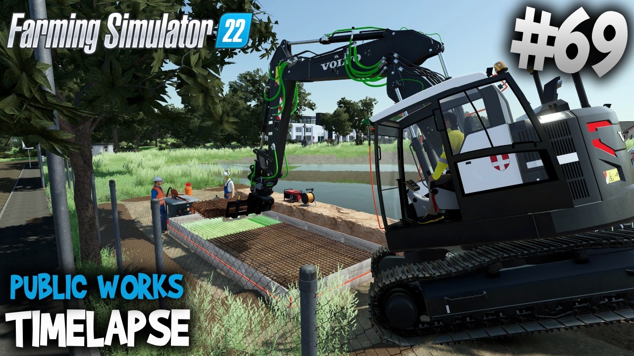 Building the Wastewater Treatment Plant 🚧 Volvo ERC145 & Mercedes Trucks 👷 Public Works in FS22