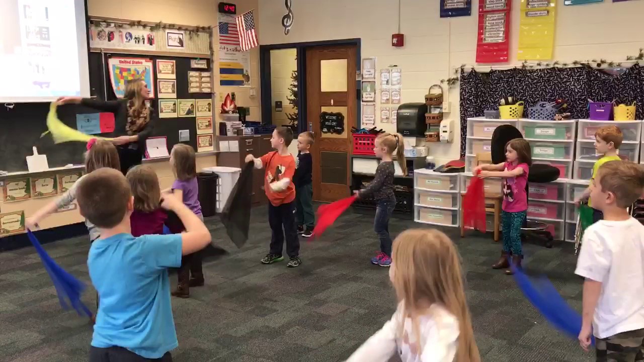 Kindergarten Syncopated Clock Dance With Scarves