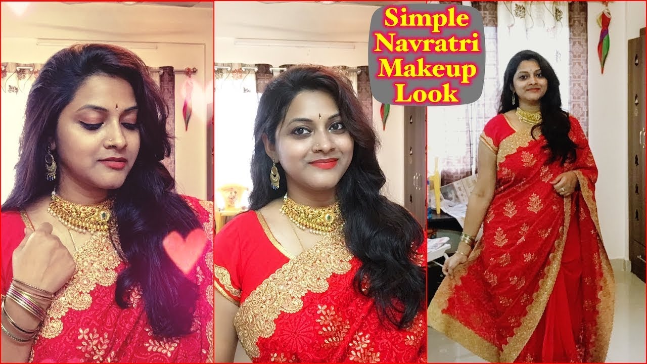 Easy + Simple Navratri Makeup Tutorial | Indian Festival Makeup | Geetha Vlogs |